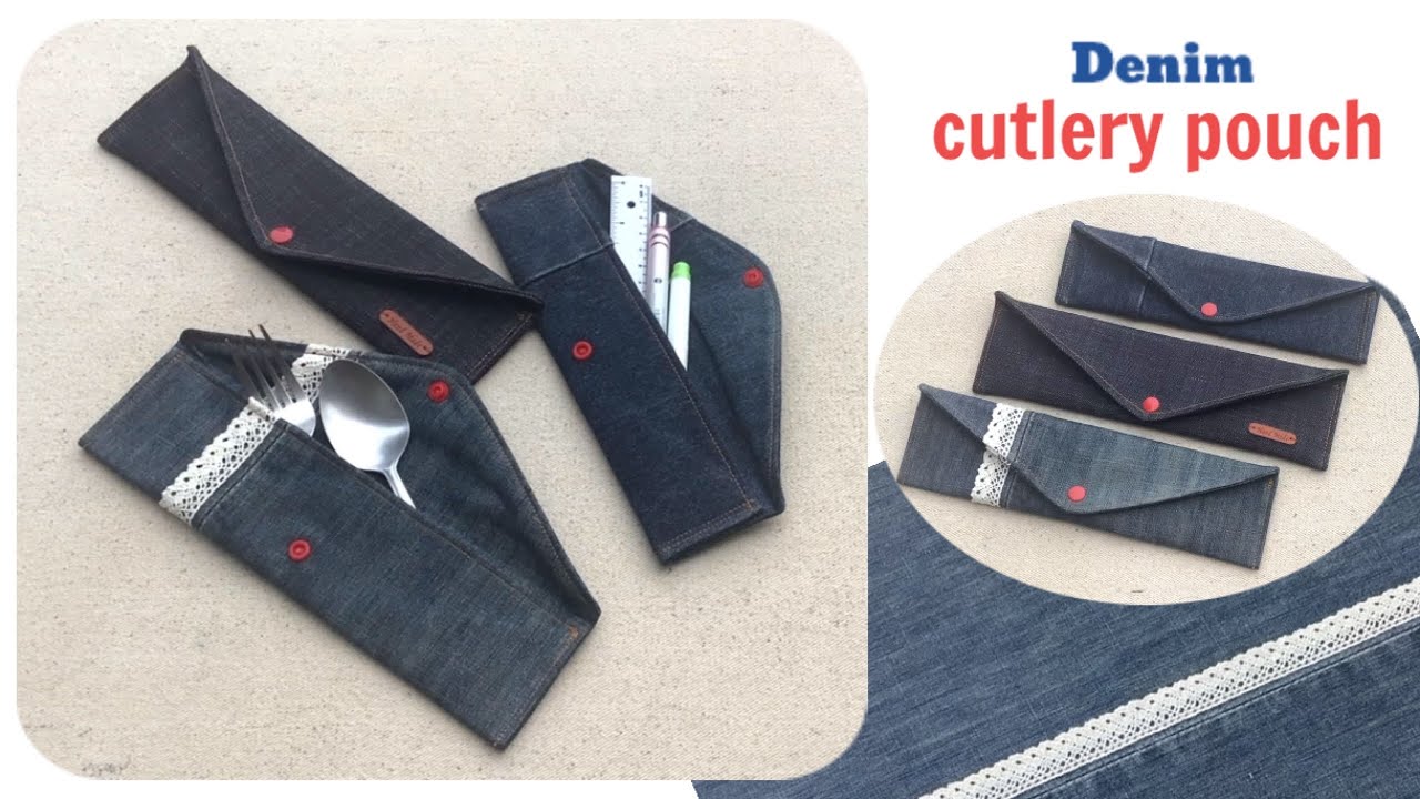 sewing diy a denim cutlery pouch ideas, gifts ideas patterns, denim projects for cutlery pouch.