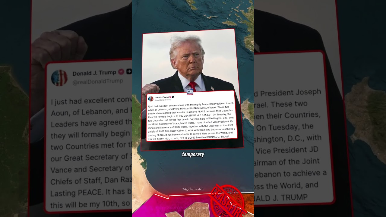 Breaking: Israel and Lebanon Agree to 10-Day Ceasefire After 34 Years.