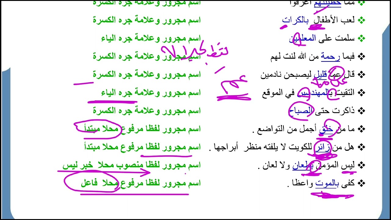 حل تدريبات حروف الجر | الصف الحادي عشر