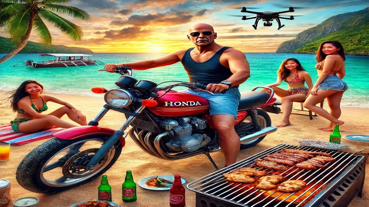 Beach BBQ Adventure with 4 College Girls: Riding, Cooking, and Drone Views