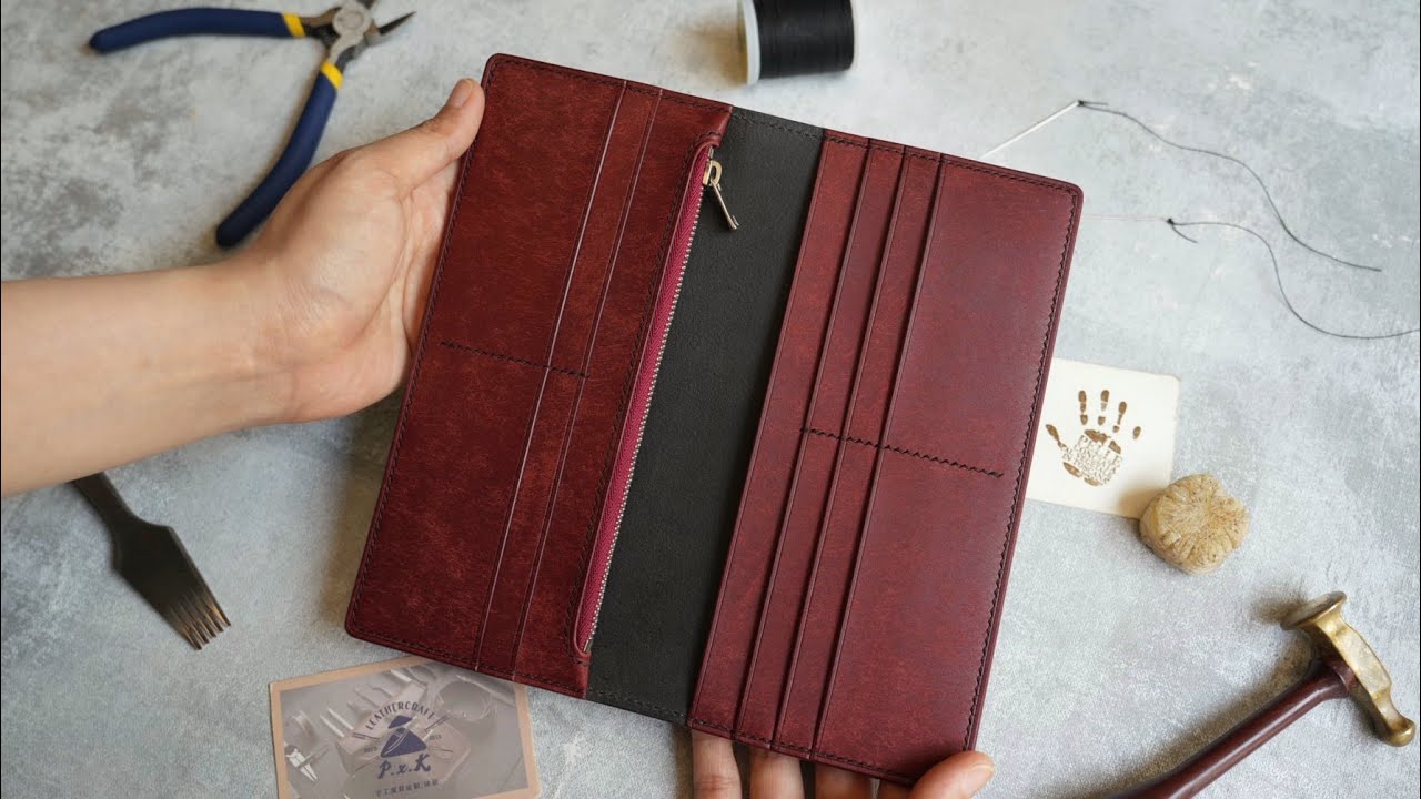 Making a Leather Long Wallet - DIY BUILD ALONG