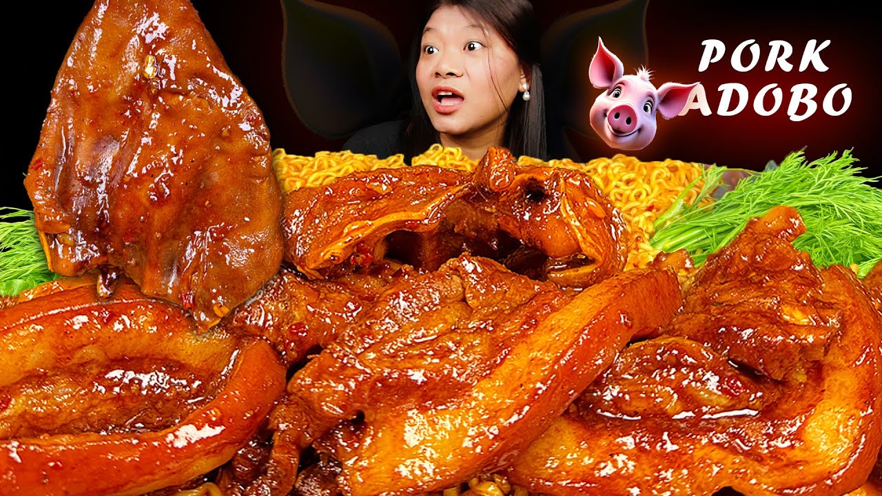 Pork Mukbang | Eating Massive Pork  Ear Adobo | Pork Ribs With Spicy Noodles | Eating Show
