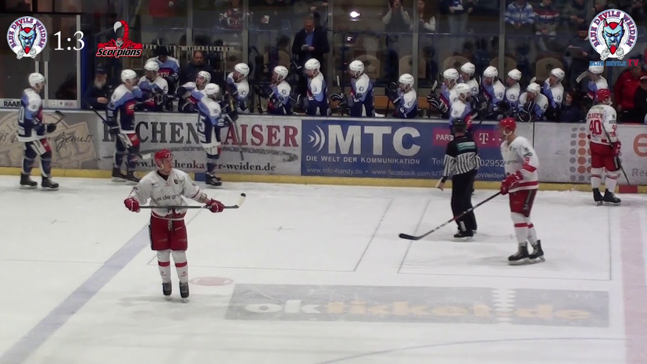 Zusammenfassung Blue Devils Weiden - Hannover Scorpions (3:4 OT; 22.03.2019, Spiel 4)