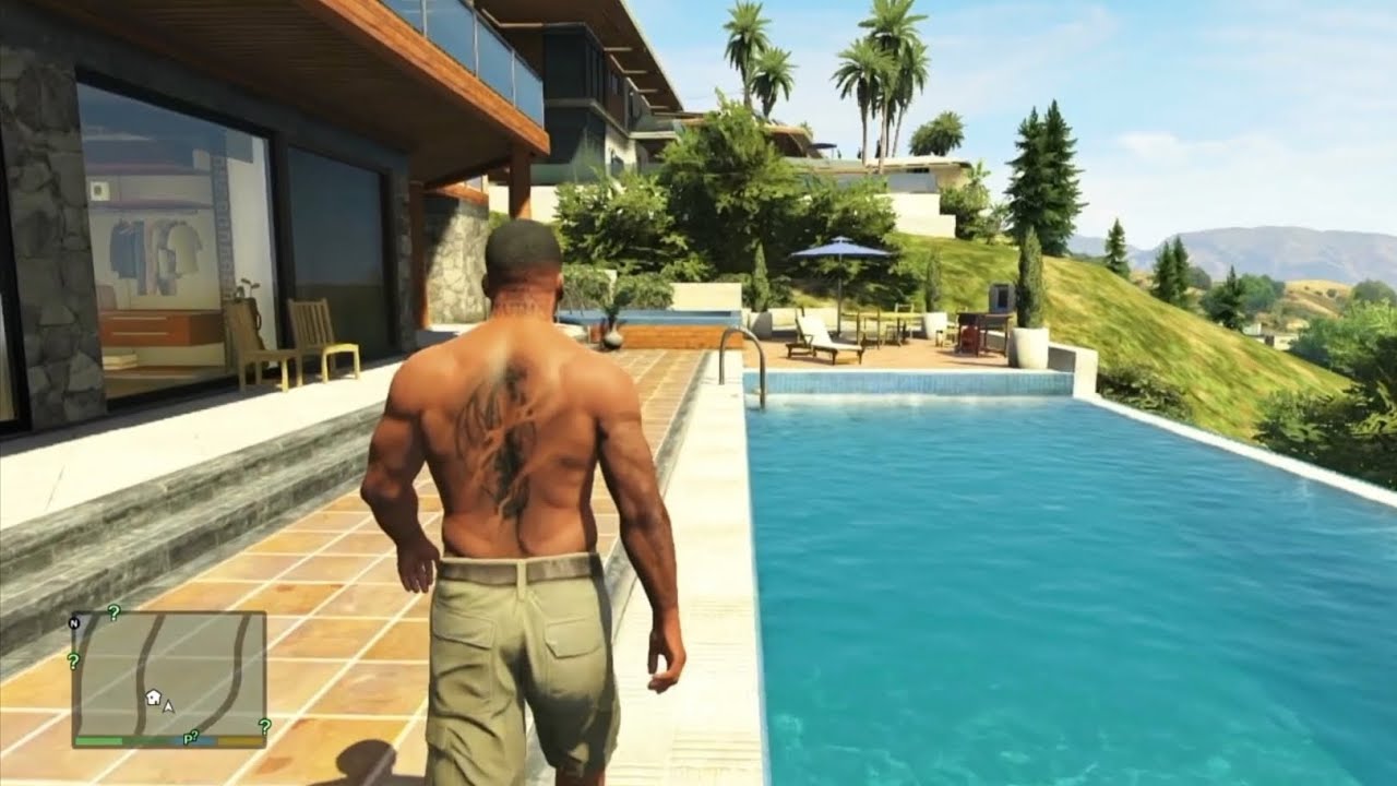 GTA 5 Franklin Swimming Pool | Realistic Swimming in GTA V!