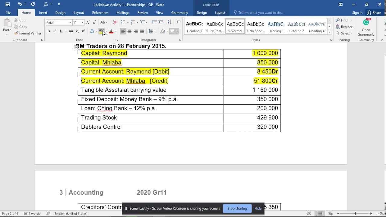 Grade 11 Accounting   Partnership Balance Sheet
