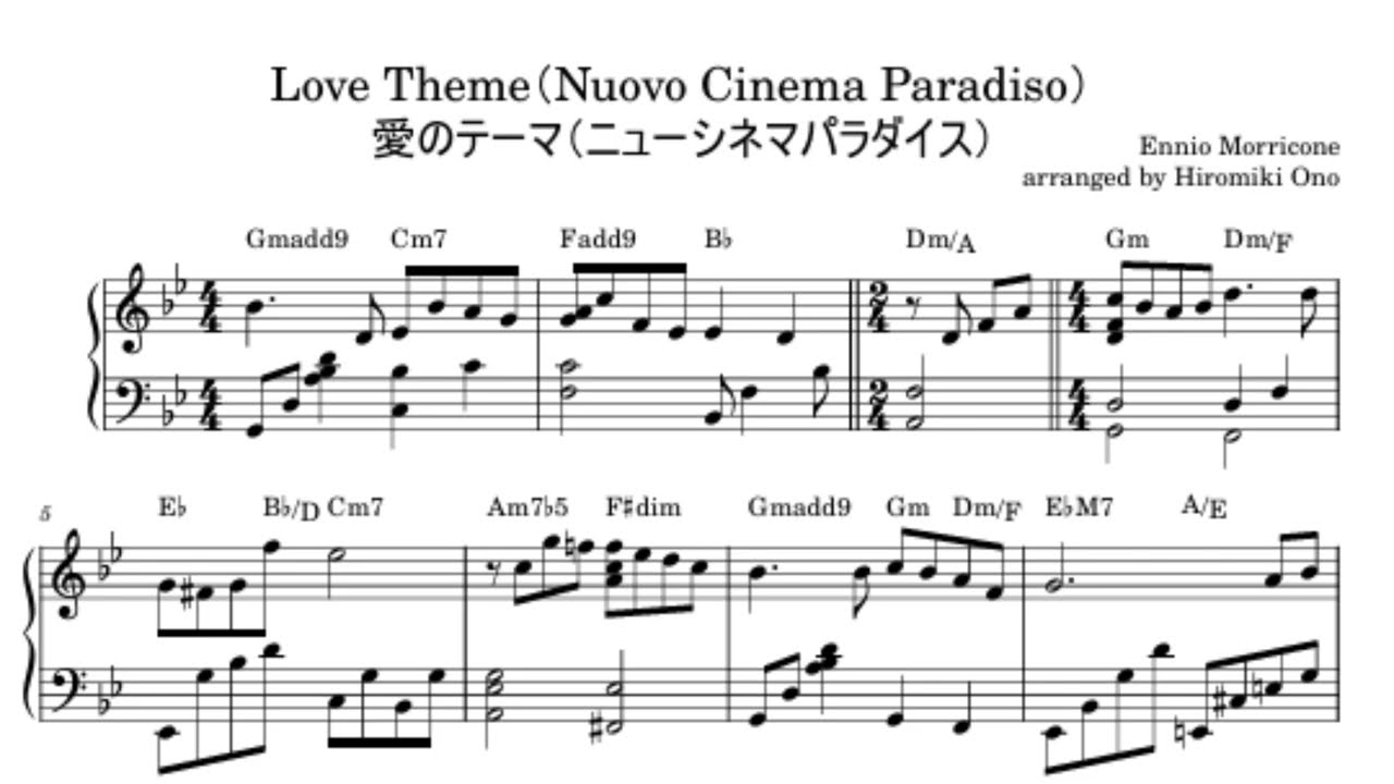 Тема любви (Nuovo Cinema Paradiso) Love Theme[Ноты для фортепиано соло] Ennio Morricone