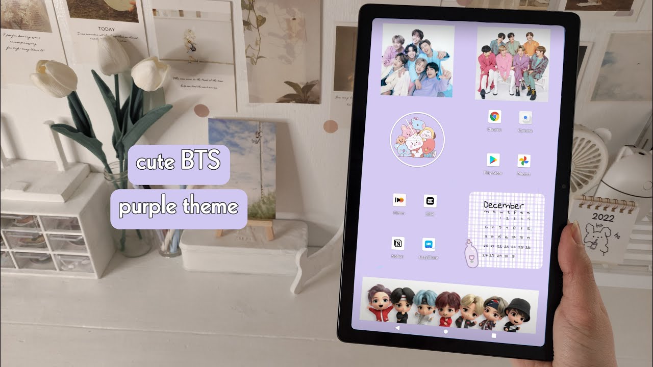 How to have an aesthetic Tablet - Android Tablet 🌺 BTS purple theme