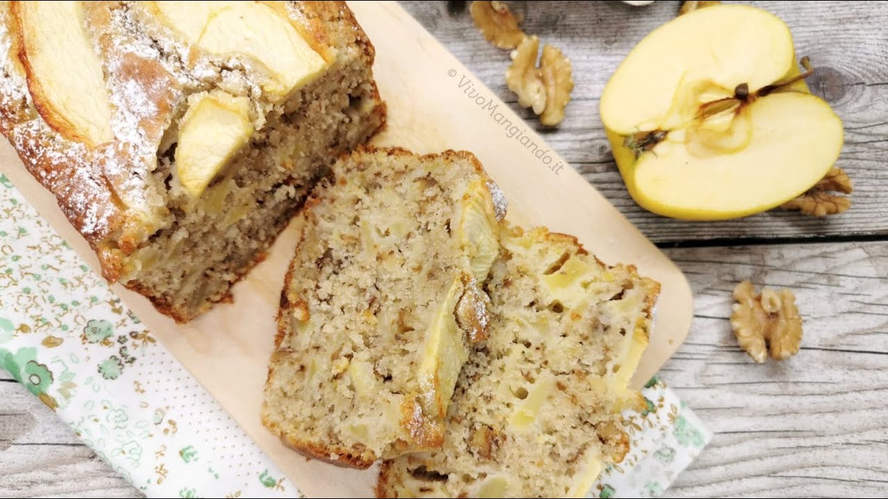 Plumcake mele e noci, umido e morbido