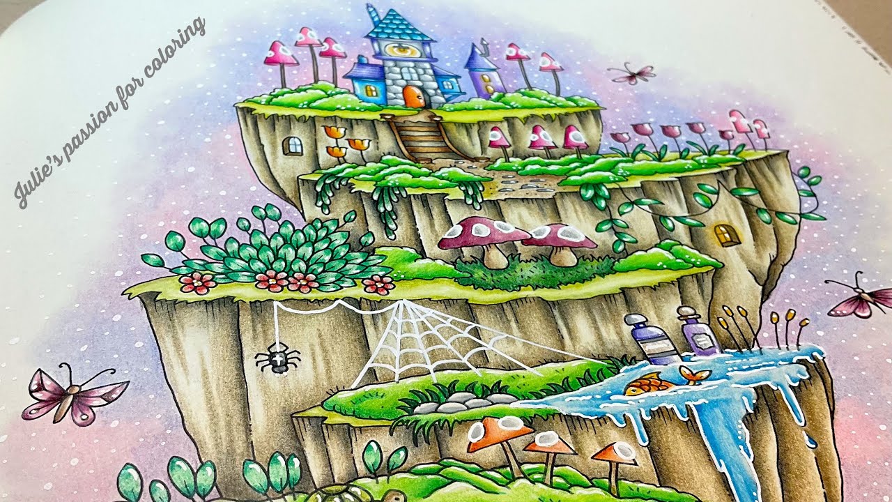 💜 Magical Worlds by Johanna Basford ✏️ prismacolor pencils - easy coloring tutorial
