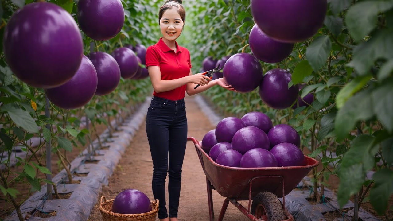 Harvesting 1000+KG giant purple PEACH in The Deep Forest Goes To Market Sell-VillageLife