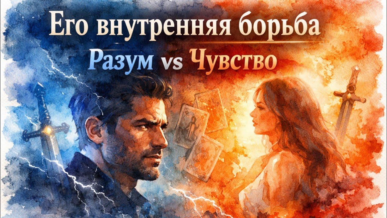 💔 Его внутренняя борьба. Разум vs Чувство 🎭 Расклад таро 