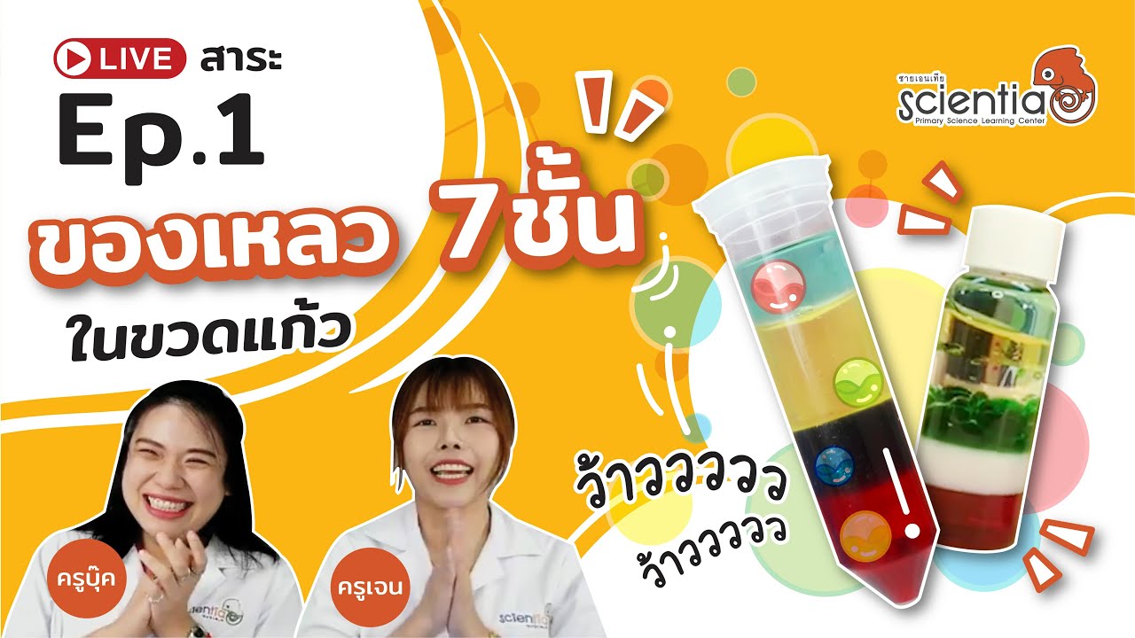 Live ep.1 l เคล็ดลับทำ ของเหลว 7 ชั้นในขวดแก้ว l Scientia