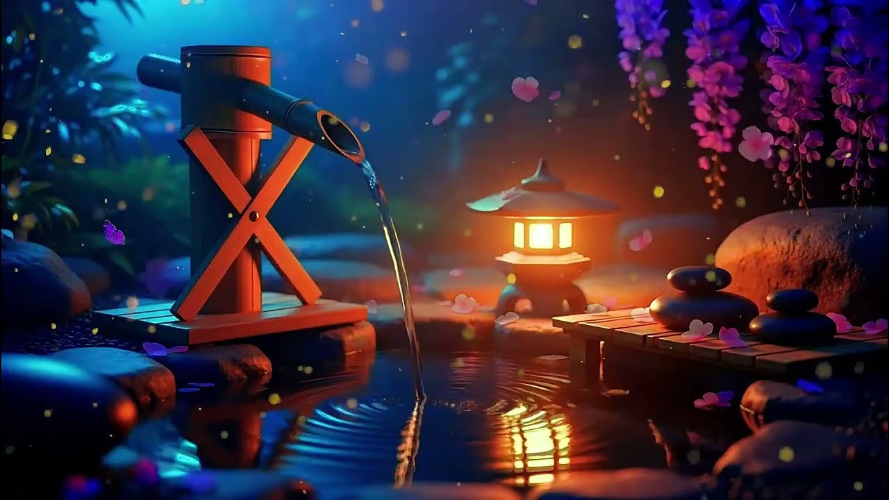 Relaxation Piano with Bamboo Water Fountain 🌿 Sleep &  Music For Study, Work, Meditation Spa, Focus