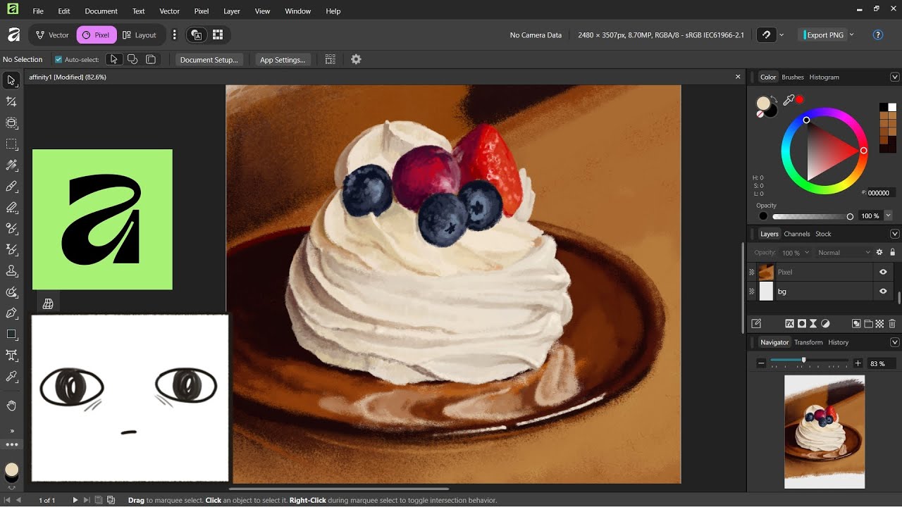 studying dessert in affnity, realtime painting