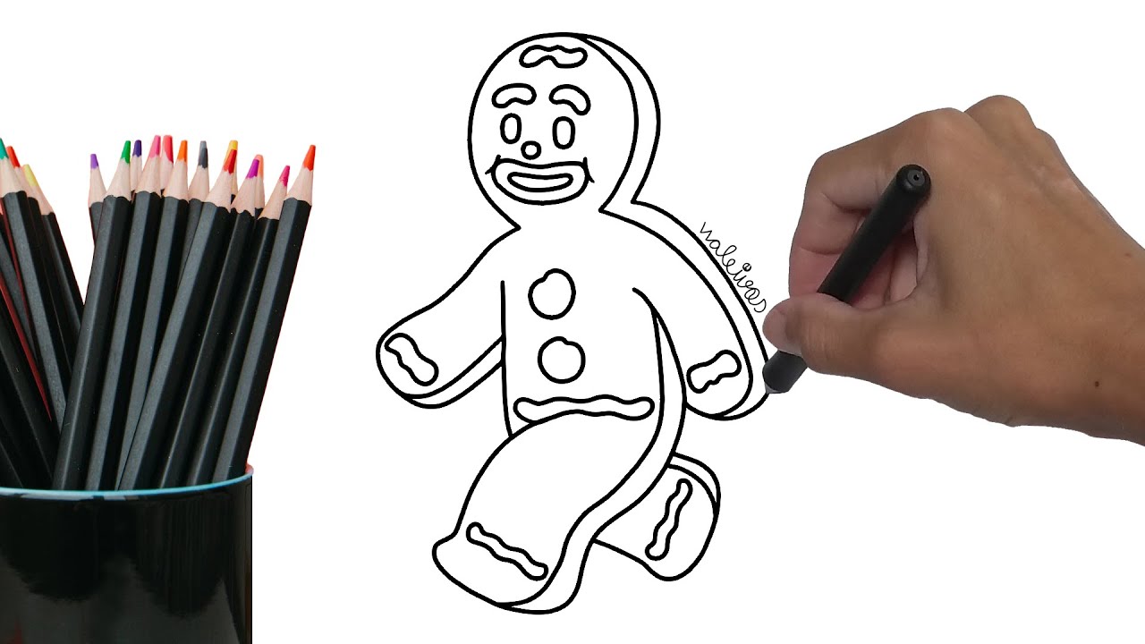 Como desenhar O Homem Biscoito de Gengibre simples e bem rápido passo a passo