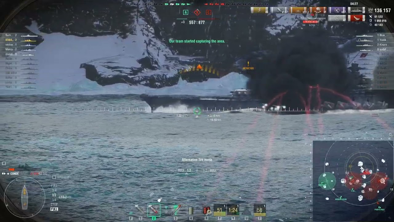 World of Warships || Conde 50k Alternate Firing Mode Vs Yamato