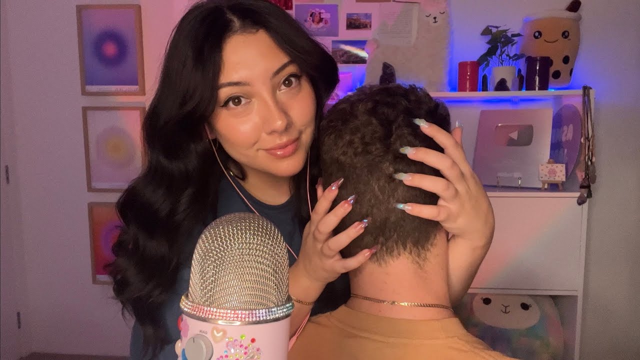 ASMR head scratching & hair brushing personal attention on my boyfriend 💗