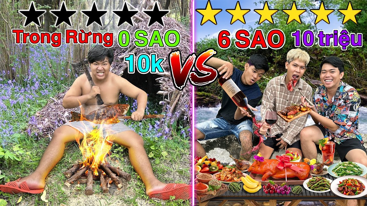 Thử Thách Cắm Trại Trong Rừng 0 Sao vs 6 Sao | Cắm Trại Trong Rừng 10k vs 10 Triệu
