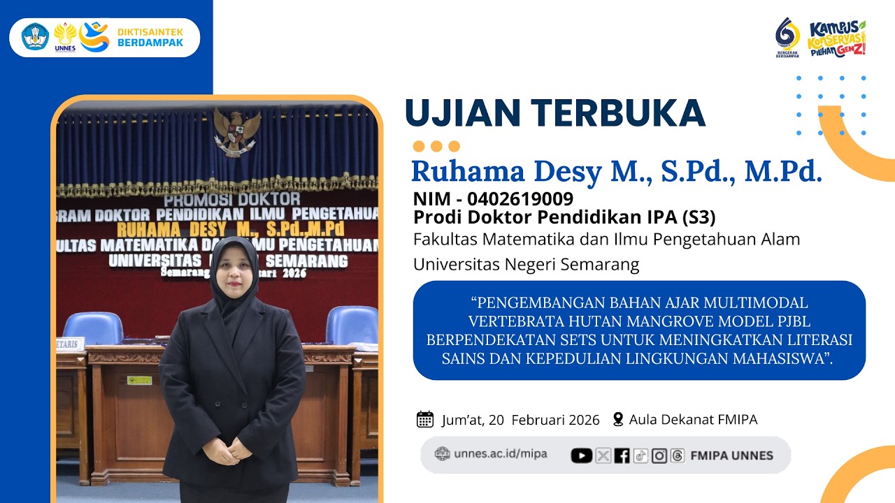 Ujian Promosi Doktor a.n. Ruhama Desy M., S.Pd., M.Pd. - Program Studi Doktor Pendidikan IPA (S3)