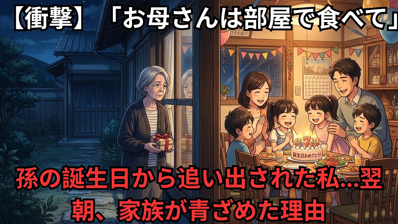 【衝撃】「お母さんは部屋で食べて」孫の誕生日から追い出された私…翌朝、家族が青ざめた理由