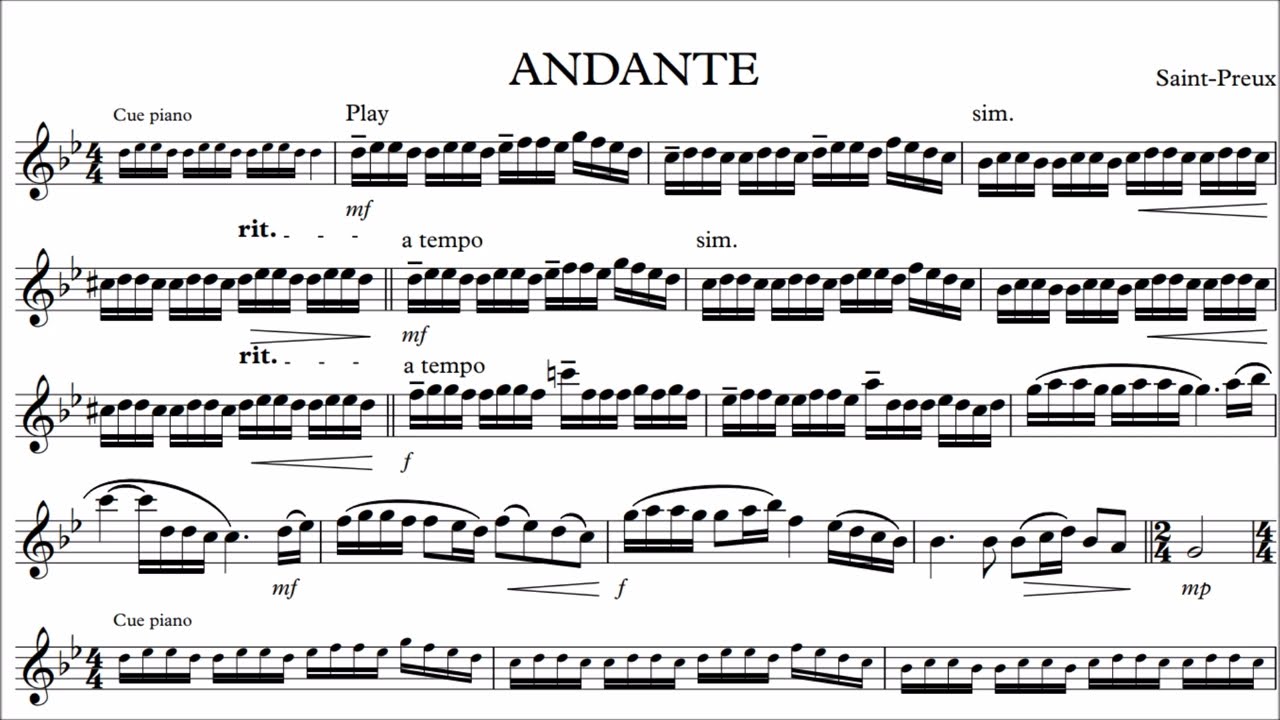 Flute Play-along - Saint-preux - Andante - with sheet music
