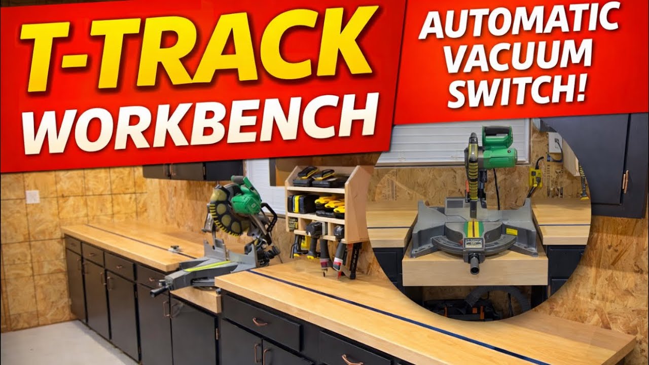 DIY Workbench Tops with Integrated T-Track & Miter Saw Station (Full Build)