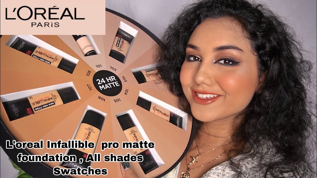 L’OREAL INFALLIBLE PRO MATTE FOUNDATION - ALL SHADES SWATCHES / REVIEW + DEMO