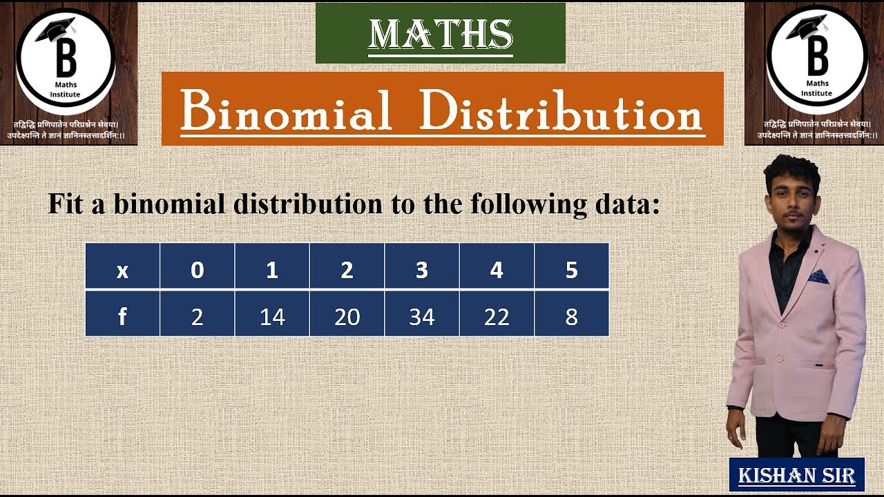 Fit a binomial distribution to the following data: x 0 1 2 3 4 5f 2 14 20 34 22 8