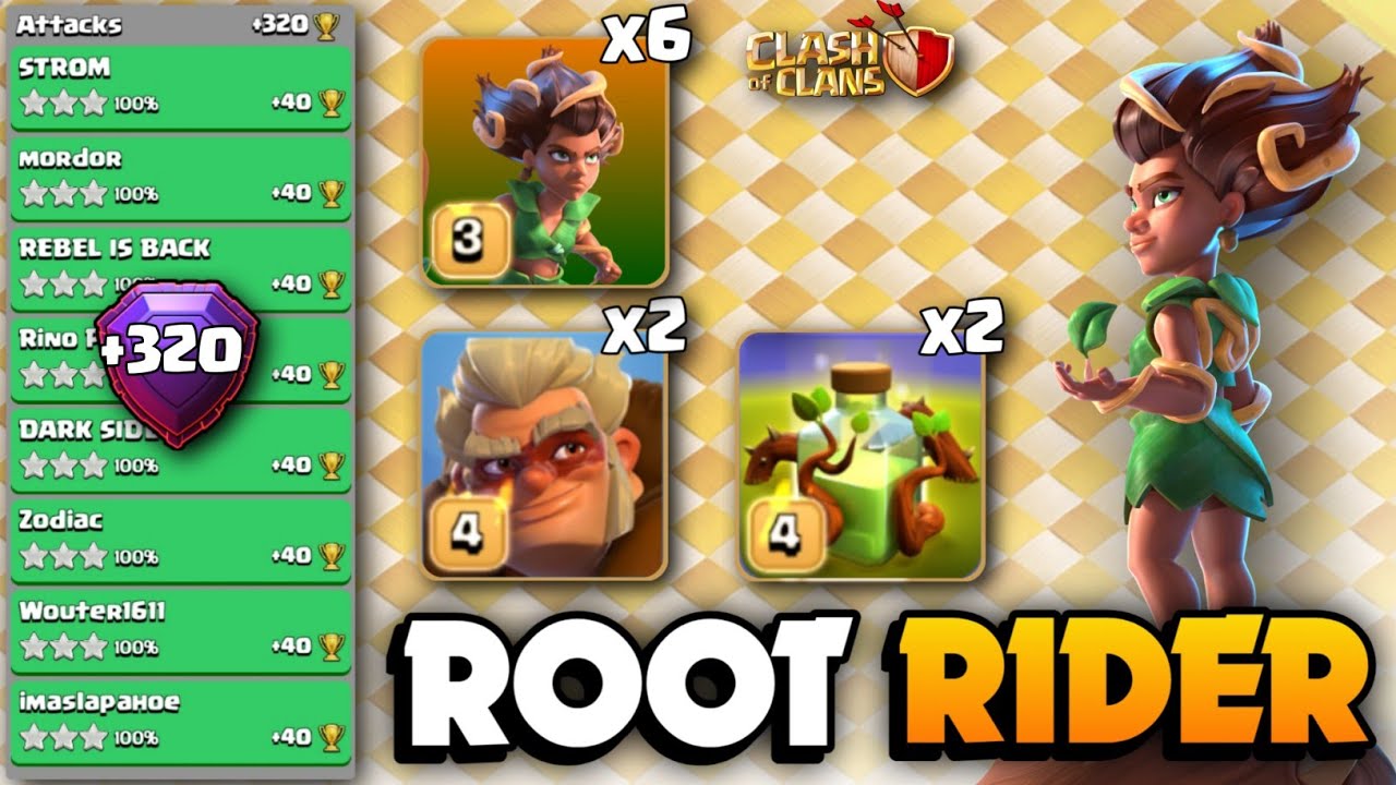 +320 BEST RR Spam Attack🔴ROOT RIDER DRUID Spam With Overgrowth🔴TH16 Attack Strategy🔴Clash Of Clans