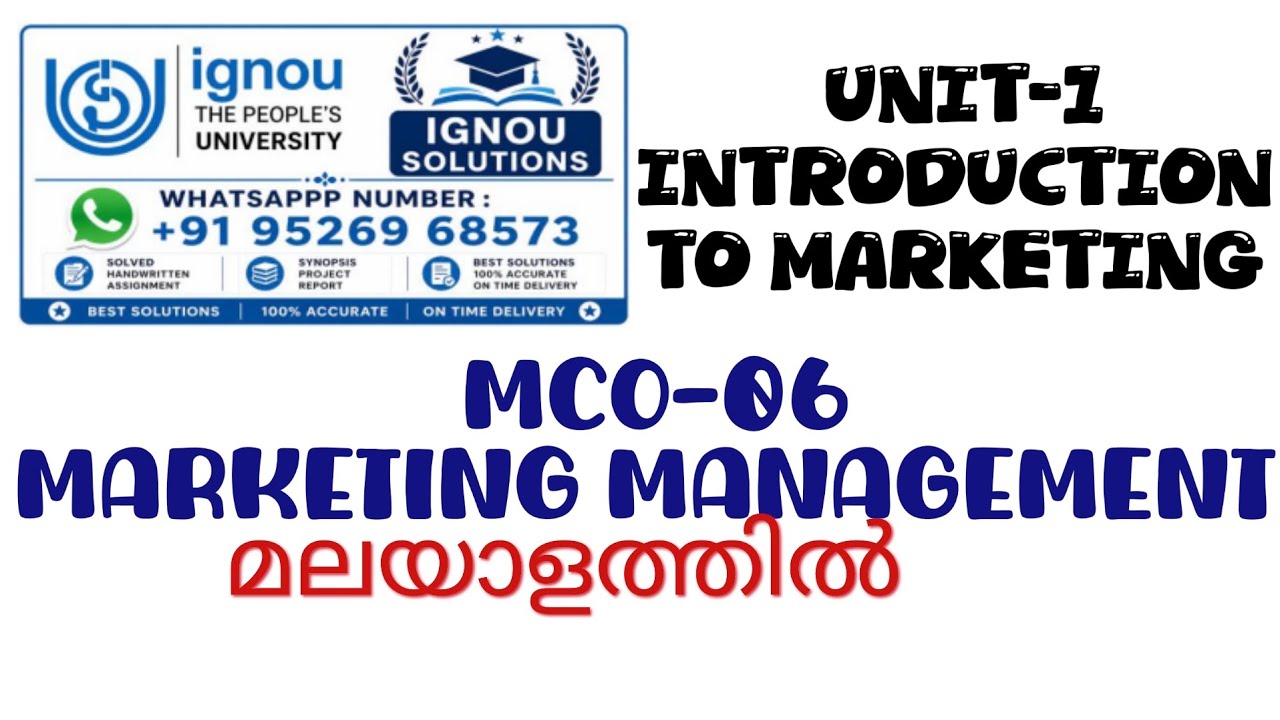 MCO -06 Unit 1 Marketing Management #ignou #mcom #mco6 #malayalam #ignouclass #exam  