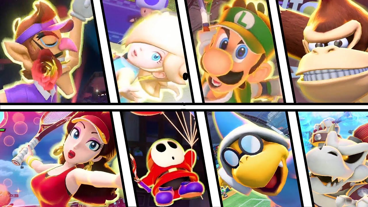 Mario Tennis Aces - All Character Special Shots ( DLC Included)