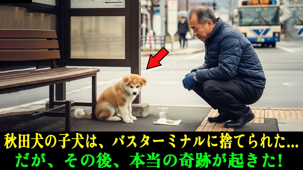 飼い主は、子犬の秋田犬をバスターミナルに置き去りにし、二度と戻らなかった…しかし、その後、本当の奇跡が起きた!