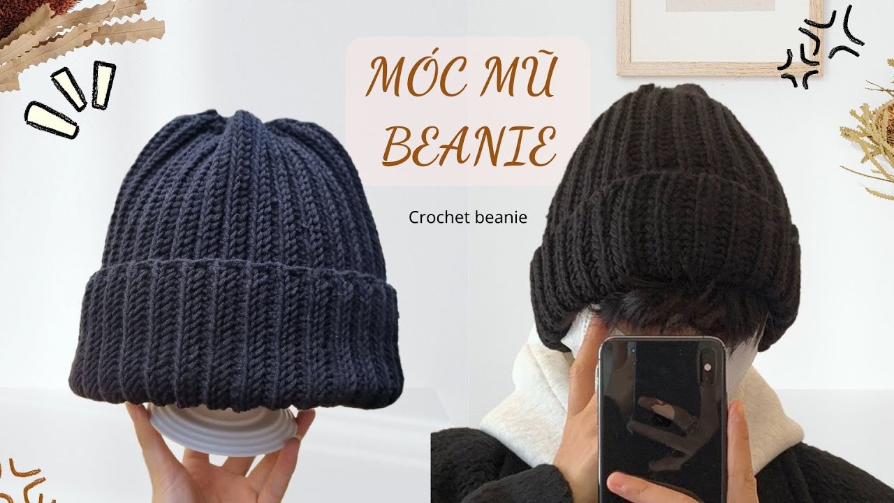 Bài 438: Crochet beanie | Móc nón beanie | Móc nón trùm tai cho nam| Bi Do Handmade