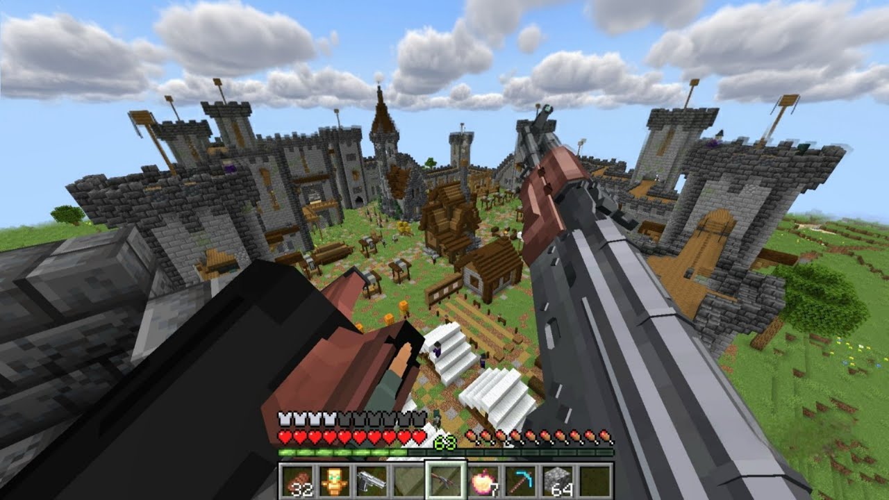MASSIVE Minecraft Battle – MODERN WEAPONS vs The Pillagers’ Kingdom!
