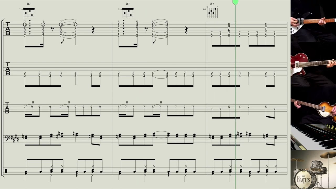 How to play : Money (That's what I want) - The Beatles - guitar, bass, drums