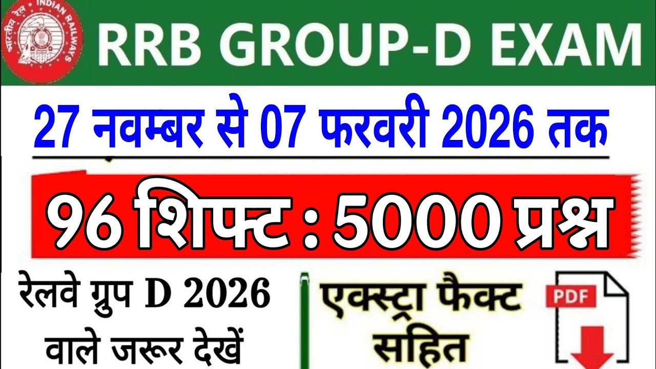 RRB GROUP D Previous Year Question Paper | RRB GROUP D Question Paper 2026 | RRB GROUP D Paper 2026