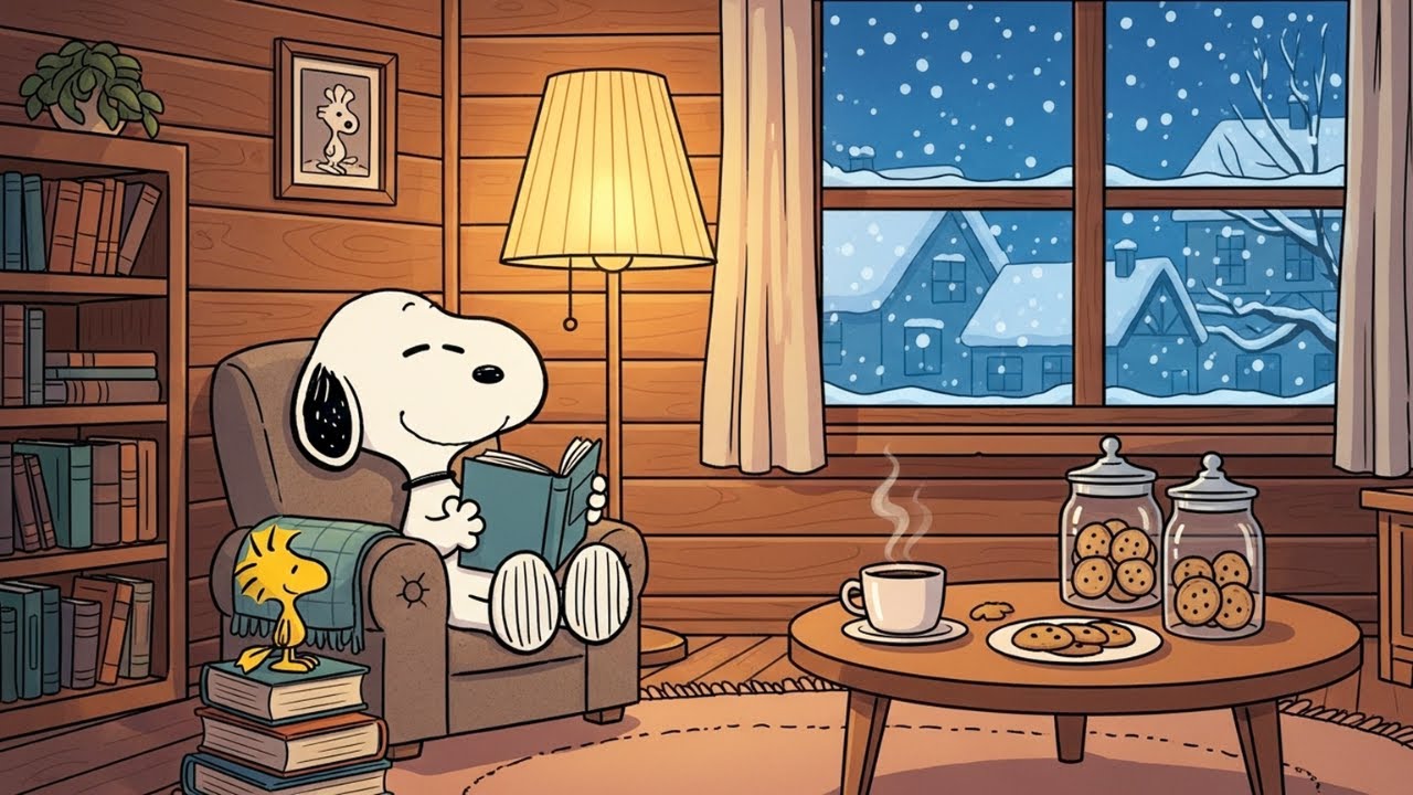 Snoopy Cozy Winter Reading ❄️ Calm Lofi Music for Relax, Study & Peaceful Nights⭐