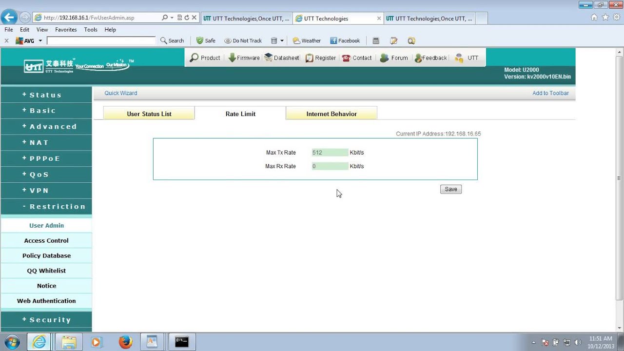 How to configure Personal Setting on UTT router?