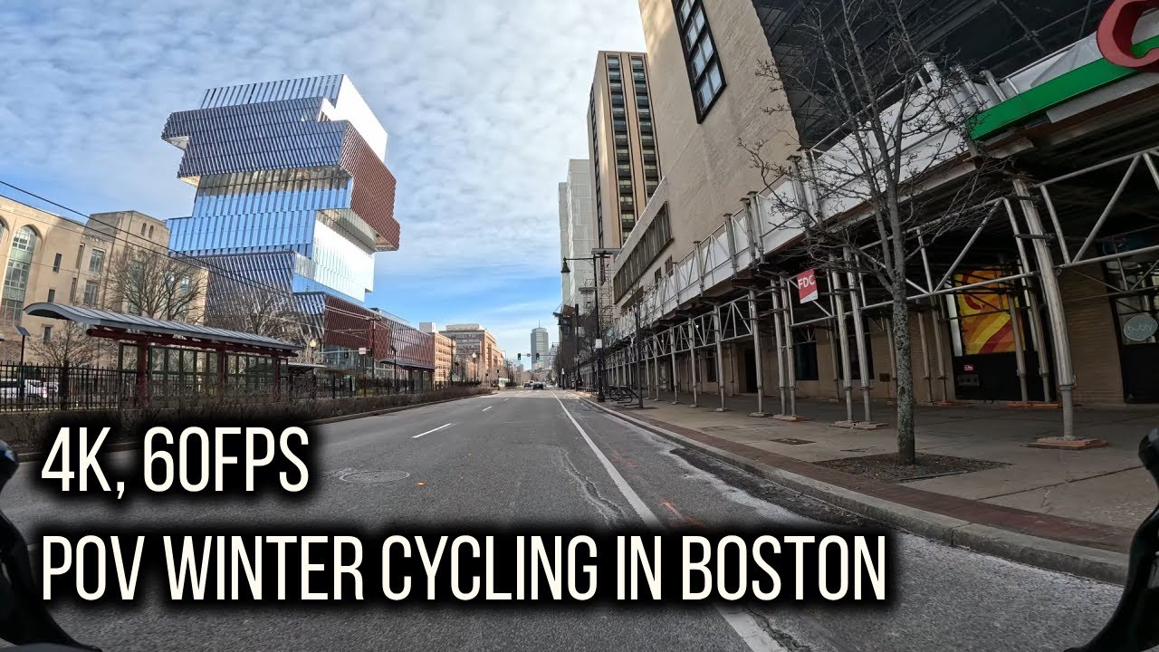 POV Bike Ride | Winter Cycling in Boston | BU, Fenway, Back Bay, Boston Common [4K 60FPS]