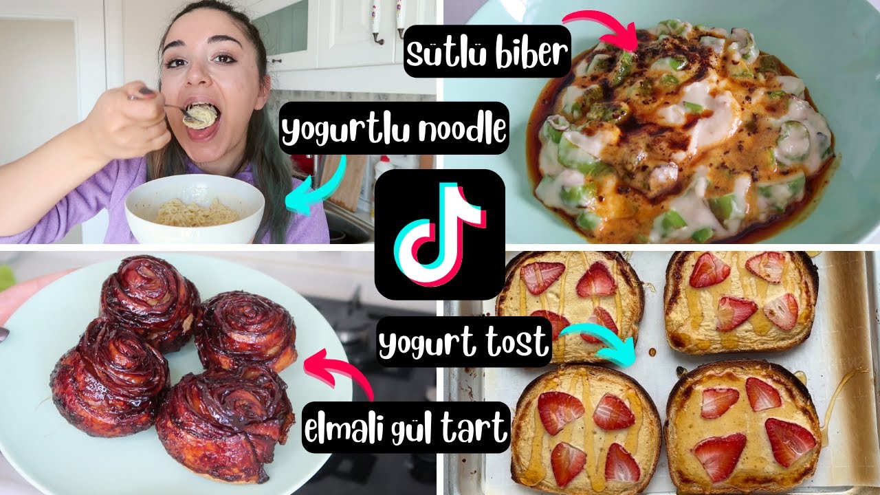 TİKTOK TARİFLERİ | Yoğurt Tost, Sütlü Biber, Yoğurtlu Noodle ve Elmalı Gül Şeklinde Tart