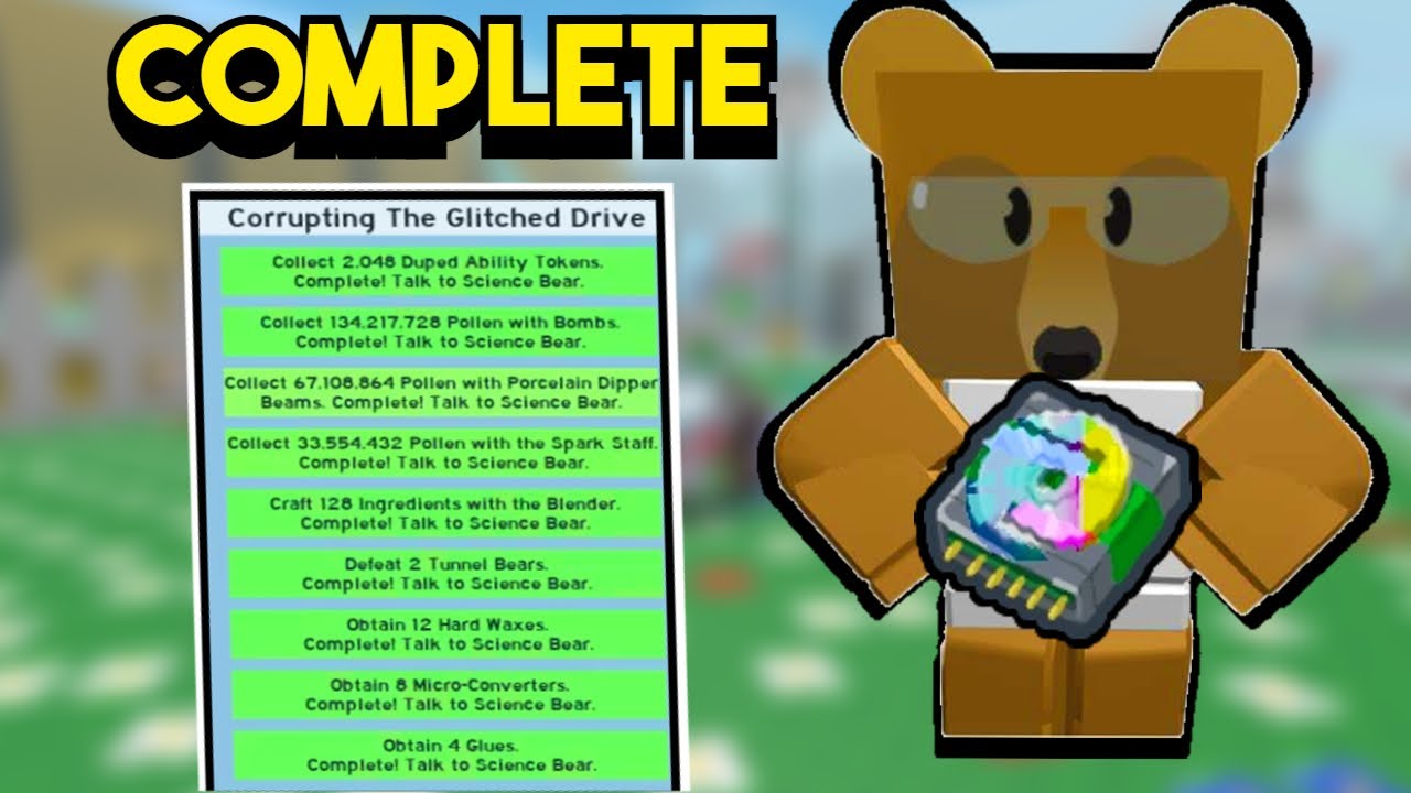 Completing Science Bear's Glitched Drive Quest | Roblox Bee Swarm Simulator