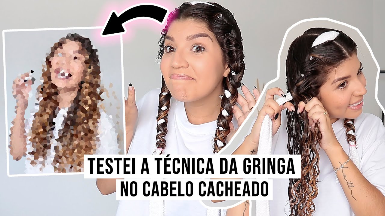 TESTEI A TÉCNICA DAS GRINGAS NO CABELO CACHEADO *funcionou?* | por Jessica Melo