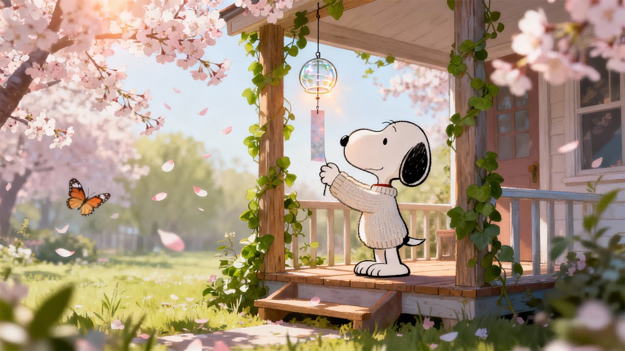 Spring Breeze with Snoopy 🌸 Cozy Lofi for Chill & Relax
