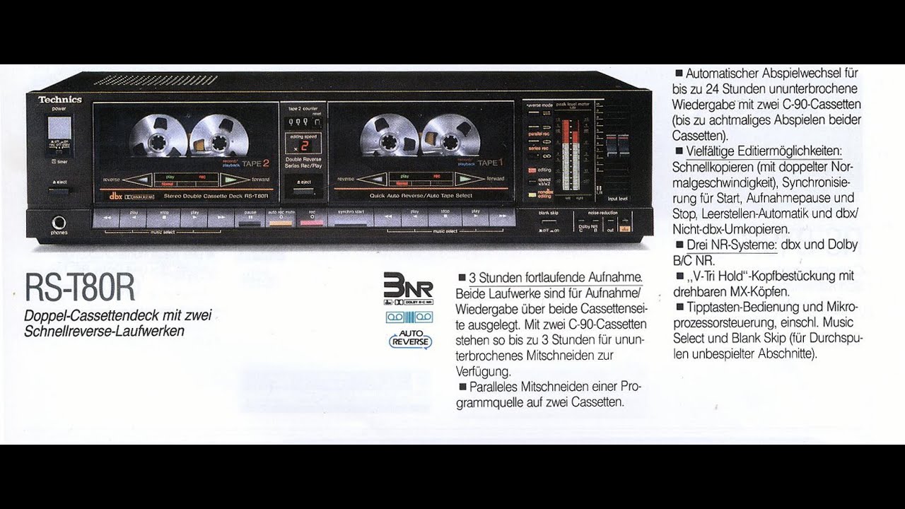 Technics RS-T80R Stereo Cassette Tape Deck