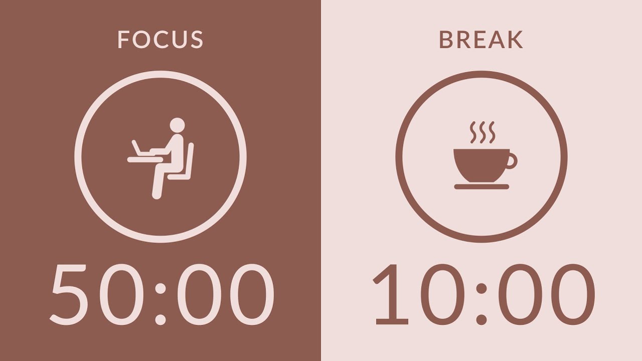 50/10 Pomodoro Timer with Brown Noise 🎧 4-Hour Study with Me for Deep Focus & ADHD ✨