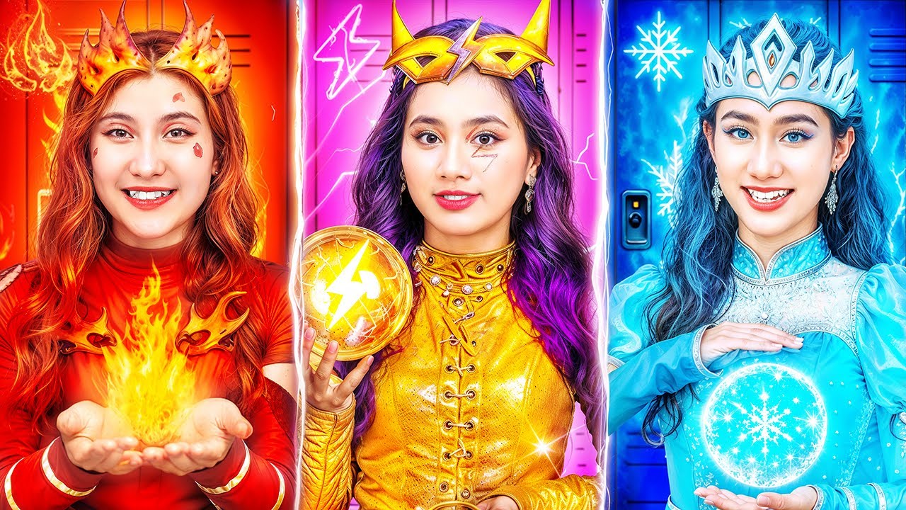 Poor Fire Vs Rich Ice Vs Giga Rich Thunder At School!