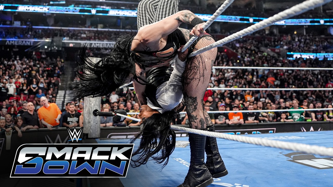 Rhea Ripley and IYO SKY repel an attack by The Irresistible Forces: SmackDown, Feb. 20, 2026