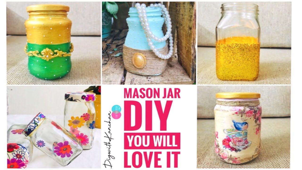 5 AMAZING DIY IDEAS FOR RECYCLING JARS | DECORATING GLASS JARS | EASY MASON JAR CRAFTS