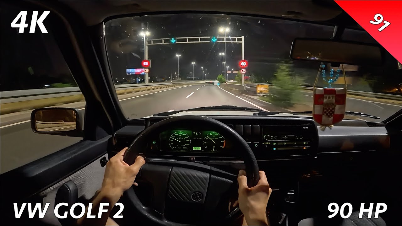 VW Golf 2 91 Night POV Driving Review (1.8 90 HP, 3-speed AT)