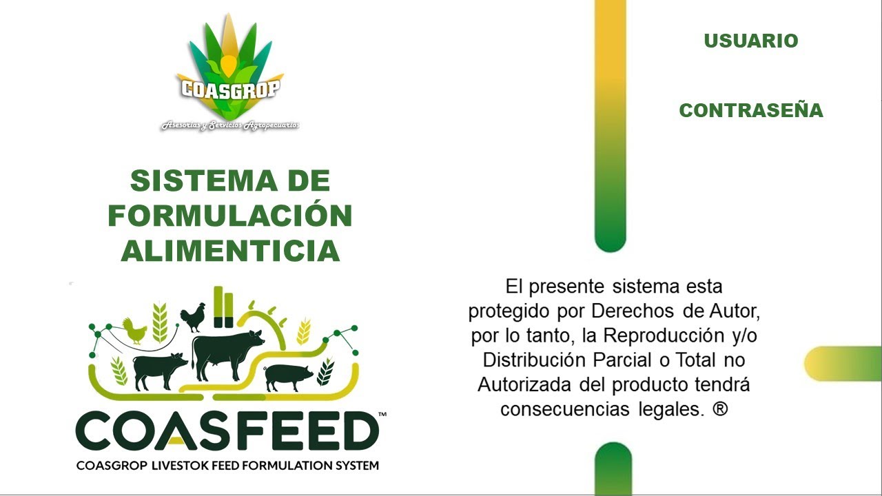TUTORIAL  COASFEED - SISTEMA FORMULACIÓN DE DIETAS COASGROP